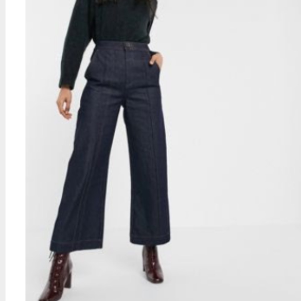 ASOS WHITE wide leg jeans with stitch detail